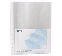 Pavo - Lot de 100 pochettes perforées Polypropylène A4 Brillant/transparentes 60 microns