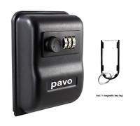 PAVO Mini Coffre mural pour clés - Serrure à code et porte-clé magnétique - Noir