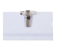PAVO Pack de 50 Badges avec Epingle/Clip, Taille: 55 x 86 mm Transparent