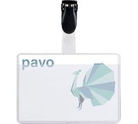 PAVO Badges visiteur Pack de 50 avec clip 60 x 90 mm Transparent