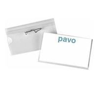 porte-badge, avec aiguille, 40 x 75 mm, transparent,