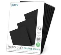Staples Plats de couverture PAVO – Grain cuir 250 g A4 Noir – Paquet de 100