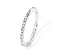 PAVOI Bague d'éternité empilable en argent sterling plaqué or 14 carats avec bague simulée CZ pour femme, 5, Or blanc, Zircone cubique