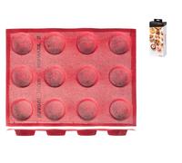 Pavoni Moule à Chocolat 12 Empreintes Silicone Micro-perforé 6,5 cm Rouge