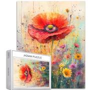 Pavot Fleurs Aquarelle Peinture 1000 Pièces Puzzle Adulte Nature Thématique Art Puzzle Difficile Activités familiales Jeux Coloré Artisanat Puzzle pour Décoration de la Maison Cadeaux 50 × 70 cm