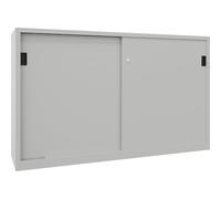 Pavoy | Armoire à Portes coulissantes | Hauteur 1200 mm | Portes en tôle Pleine | l x p 2000 x 600 mm | avec cloison et 2 x 2 tablettes | Porte Gris Clair