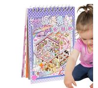 Pavsicgn Livre d'autocollants réutilisable, cartoons de dessin animé Stick Art - Empilement 3D Décoratif | Motons de dessin animé et autocollants imperméables, schémas de cabine simulés miniatures