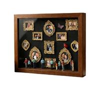 Pavsicgn Mini Museum, Mini Cadre Photo Doré, Cadre Du Musée Des États-Unis Avec Lumière LED - 11 Pièces De Cadres Photo Miniatures De Table Avec 8 Figurines