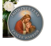 Pavsicgn Pièce Commémorative - La Foi Plus Forte Que La Peur | Médaille Commémorative Détaillee pour Passionnés Adultes Support Spirituel