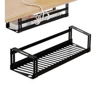 PAVSTINE Chemins de Câbles Sans Percer, Cable Management Bureau Sous le Bureau, Range Cable Bureau pour Gestion des Câbles, Rangement Cable Bureau, Panier de Câbles Noir
