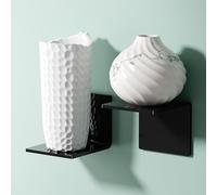 PAVSTINE Étagère Murale sans Percer, Mini Etagere Murales, Petite Etagere Largeur 10 cm, Tablette Murale Adhesive, Lot de 2, Noir