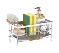PAVSTINE Porta Spugne Lavello Cucina in 304 Acciaio Inox, Portaspugne per Lavello con Raccogli Gocce Scolapiatti Rimovibile, Portaoggetti Spugne per Cucina Appoggio, Kitchen Organizer Facile da Pulire