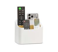 PAVSTINE Porte Télécommande avec Compartiment, Large Desk Organizer pour Rangement Telecommande TV, DVD, 4K Stick et Blu-ray, Range Telecommande pour Slot Stylo, Blanc