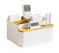 PAVSTINE Porte Telecommande, Range Télécommande avec 4 Compartiments, Remote Control Holder, Desk Organizer pour Télécommandes TV, Contrôleurs Média et Fournitures de Bureau, Blanc