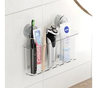 PAVSTINE Support Brosse a Dent Ventouse Grand, Porte Brosse à Dents Electrique Sans Perçage, Accroche Brosse a Dent Murale Charge 6KG, Amovible Organisateur Brosse a Dent de Salle de Bain, Transparent