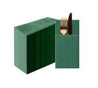 PAW - Airlaid Pocket Serviettes (39 x 40 cm) I 50 pièces I Unicolore I Semblable à du tissu I Élégante décoration de table I HoReCa I Occasions comme mariages, les fêtes I Color: Dark Green