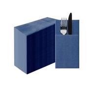 PAW - Airlaid Pocket Serviettes (39 x 40 cm) I 50 pièces I Unicolore I Semblable à du tissu I Élégante décoration de table I HoReCa I Occasions comme mariages, les fêtes I Color: Dark Blue