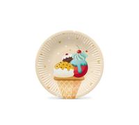 PAW - Assiette Jetable en Carton (18 cm) I Lot de 8 I Assiettes Jetables Idéales pour Mariage, Communion, Fêtes, Anniversaire I Impression de Assiettes en Papier à Base d'eau I Glace