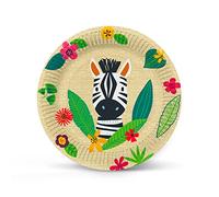 PAW - Assiette Jetable en Carton (23 cm) I Lot de 8 Assiettes Jetables I Idéale pour Barbecue, Anniversaire ou Fête - Jungle Friends
