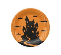PAW - Assiette Jetable en Carton (23 cm) I Lot de 8 I Assiettes Jetables Idéales pour Halloween, L'automne, Les Fêtes I Impression de Assiettes en Papier à Base d'eau I Funny Halloween