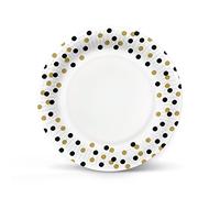 PAW Assiettes Carton Ø 23 cm, 8 pièces - Confettis Or-Noir