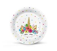 PAW Assiettes Carton Ø 23 cm, 8 pièces - Fête Licorne