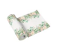 Paw - Chemin de Table - Airlaid (40 x 2400 cm) I Perforé Tous Les 120 cm I Decoration Table Anniversaire I Chemin de Table Jetable Idéale pour Bapteme, Mariage, Anniversaire - Rose Peonies