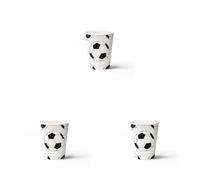 PAW - Gobelets en Papier Jetables (250 ml) I 8 Pièces I Idéal pour Mariage, Fête d'enfants, Anniversaire, Célébrations I Impression sur Gobelets en Papier à Base d'eau I Ballon de Football (Lot de 3)