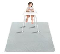 Paw Legend Tapis de sol lavable anti-éclaboussures en silicone antidérapant pour chaise haute 134 x 134 cm gris 1 Pack
