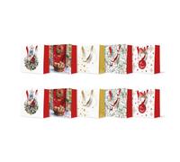 PAW - Lot de 10 Sacs de Noël 17 x 17 x 6 cm | Mélange de 5 Designs | Sacs Cadeaux avec Poignée en Tissu | Sacs Cadeaux de Noël élégants