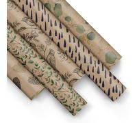 PAW - Papier Cadeau 200x70cm - 5 rouleaux | Mélange de 5 motifs | Emballage Cadeau élégant pour les anniversaires, les fêtes de bébé, les fêtes et les cadeaux - Nous prenons soin de la nature