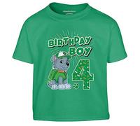 Paw Patrol - Anniversaire 4 Ans Rocky Birthday Boy T-Shirt Enfant Garçon 104 Vert