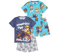 Paw Patrol Boys 2 Pack Pyjamas | Enfants Toddlers Blue Marshall Rubble Chase Rescue Pups T-Shirt Short Set | Produits dérivés de vêtements de Nuit de séries télévisées