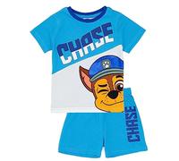 Paw Patrol Boys Bleu Chase Pyjama Set | T-Shirt et Short Chase pour Enfants | Marchandise Officielle Cadeau Parfait pour Les Fans de Little