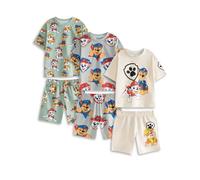 Paw Patrol Boys Ensemble de Pyjama Vert Clair, Gris et crème | Multi-Pack de 3 vêtements de Nuit à Manches Courtes et Jambes Courtes | Chase, Marshall, Skye & Rubble Vêtements de détente imprimés