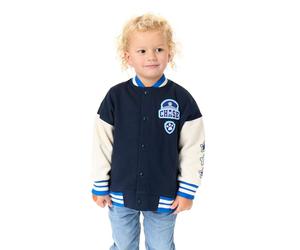 Paw Patrol Chase Blouson Bombers Garçon | Blouson Université avec Personnage Chiot et Logo Pat' Patrouille en Bleu pour Enfants | Blouson Enfant Graphique Patte et Étoile avec Fermeture Éclair