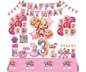 Paw Patrol - décorations de fête à thème Skye rose, ensemble de vaisselle, assiettes, gobelets, serviettes, fournitures de fête pour enfants, jouets cadeaux 6pcs Cartoon Stamp