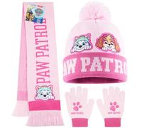 Paw Patrol Ensemble Bonnet Echarpe Gant pour Filles 3 à 7 ans, Lot de 3 Douce Cache Cou, Gants hiver, Idee Cadeau Kawaii