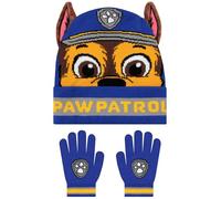 Paw Patrol Ensemble Bonnet Et Gants Pour Enfants, Ensemble Bonnet Et Gants Chase Avec Oreilles 3D, Bleu, Taille Unique