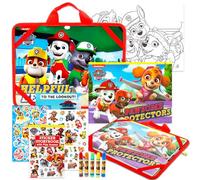 Paw Patrol Ensemble d'activités de voyage pour enfants - Ensemble avec bureau artistique, étui, ustensiles de coloriage, autocollants, et plus encore | Activités artistiques Paw Patrol pour garçons et