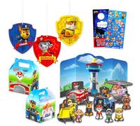 Paw Patrol Ensemble de décoration de fête à thème - Ensemble avec centre de table, décoration à suspendre, boîtes à friandises et autocollants | Ensemble de fournitures de fête d'anniversaire Paw