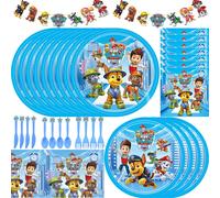 Paw Patrol-Ensemble de Décoration pour Anniversaire, Fournitures de ix, Serviettes, Assiettes, Ballons, Cadeau pour Garçon 61pcs set