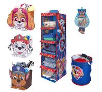 Paw Patrol Ensemble de décoration pour chambre d'enfant - Cubes de rangement, rangement suspendu, panier pop-up et crochet de couture