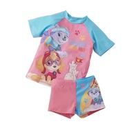 Paw Patrol Ensemble de natation, protection UV 50+, pour fille, maillot de bain et short 2 pièces, rose, Rose/bleu, 122 cm-128 cm