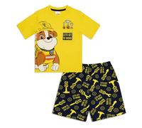 Paw Patrol Ensemble de pyjama court pour garçon - Vêtements de nuit d'été avec t-shirt et short - Pyjama 100 % coton pour enfants de 18 mois à 6 ans, jaune, 3-4 ans