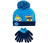 Paw Patrol Ensemble d'hiver bonnet et gants pour enfants Chase and Rubble Bleu Taille Unique
