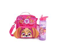 Paw Patrol Ensemble sac à lunch et gourde rose et violet pour filles | Boîte à lunch à bandoulière avec personnage de dessin animé cool et gentil | Kit d'hydratation pour la rentrée