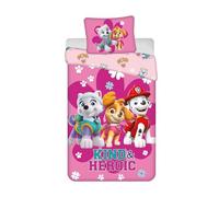 Paw Patrol 'Gentil & Héroïque' Parure de lit simple pour enfant 100 % coton avec housse de couette 140 x 200 cm + taie d'oreiller 50 x 70 cm