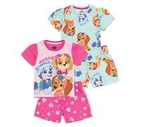 Paw Patrol Girls 2 Pack Pyjamas | Enfants Rose Bleu Skye Everest Liberty Besties Animé Rescue Pups T-Shirt Shorts Pjs | Produits dérivés de vêtements de Nuit de séries télévisées