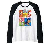 Paw Patrol Group Shot of Pupps in Shapes Manche Raglan